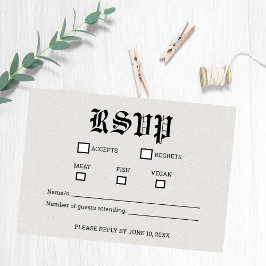 Tarjeta de RSVP de periódico nostálgico para boda