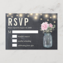 Tarjeta de RSVP de Pizarra Rústica Floral de Peoní