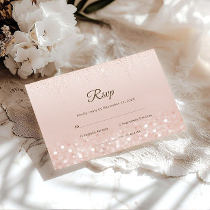 Tarjeta de RSVP de Quinceañera con Brillo de Oro R
