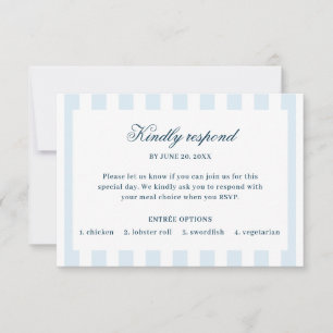 Tarjeta de RSVP de rayas azules