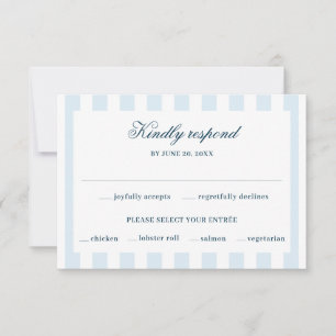 Tarjeta de RSVP de rayas azules