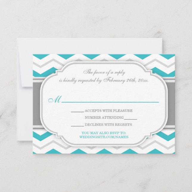 Tarjeta de RSVP de recepción de boda con Chevron T (Anverso)