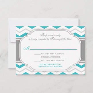 Tarjeta de RSVP de recepción de boda con Chevron T
