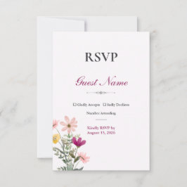 Tarjeta de RSVP de Romance de Flor Silvestre | Flo