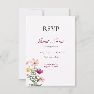 Tarjeta de RSVP de Romance de Flor Silvestre | Flo