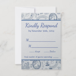 Tarjeta de RSVP de Romance Vintage Azul