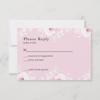 Tarjeta de RSVP de Rosas Románticas Rosadas Elegan