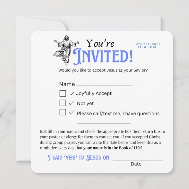 Tarjeta de RSVP de Salvación de la Iglesia – Perso (Anverso)