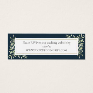 Tarjeta de RSVP de sitio web de boda de verde azul