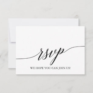 Tarjeta de RSVP de sitio web de caligrafía negra e