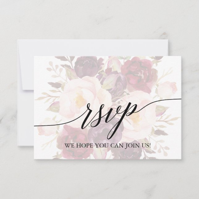 Tarjeta de RSVP de sitio web de flores desvaídas c (Anverso)