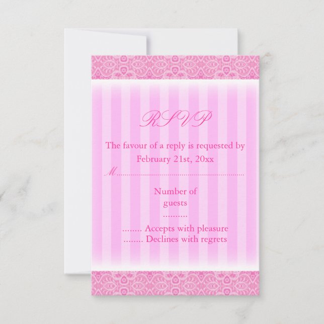 Tarjeta de RSVP de Sweet16 con franja rosa (Anverso)