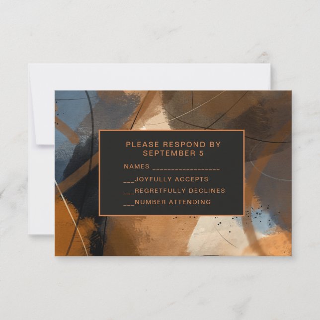 Tarjeta de RSVP de terracota abstracta boda única (Anverso)
