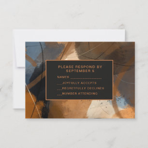 Tarjeta de RSVP de terracota abstracta boda única