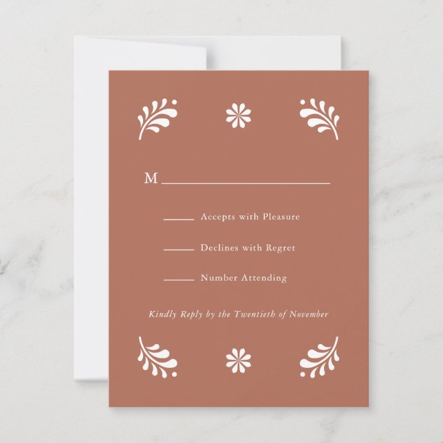 Tarjeta de RSVP de Terracota Mexicana (Anverso)
