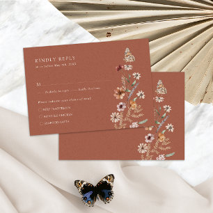 Tarjeta de RSVP de Terracota Rústica Boho