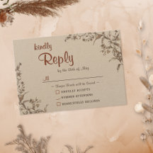 Tarjeta de RSVP de Terracota Terrosa Boho Rústica