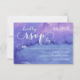 Tarjeta de RSVP de Tipografía Blanca con Acuarela