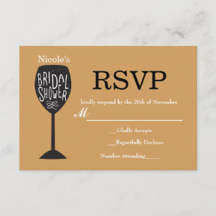 Tarjeta de RSVP de Vaso de Vino para DUCHA DE NOIA