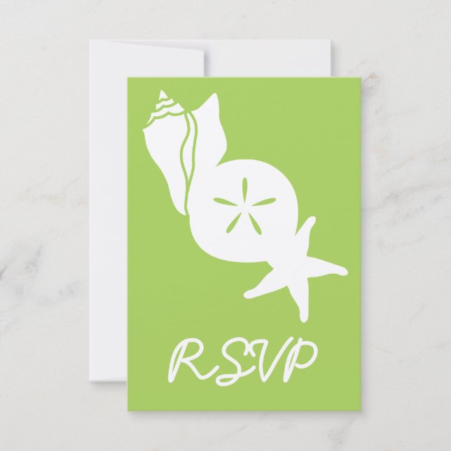 Tarjeta de RSVP de Verano Conchas en Peridot (Anverso)