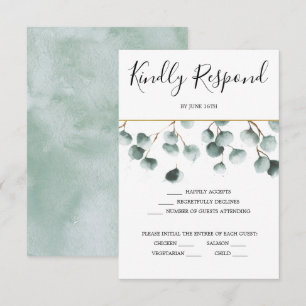 Tarjeta de RSVP de Verde de Eucalipto para Boda