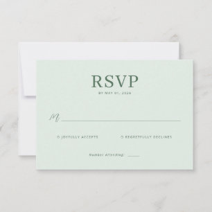 Tarjeta de RSVP de Verde Pastel Tranquilo