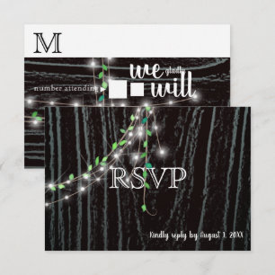 Tarjeta de RSVP de Vid Rustica y Luces
