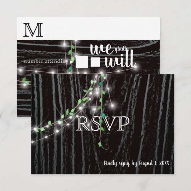 Tarjeta de RSVP de Vid Rustica y Luces (Anverso / Reverso)