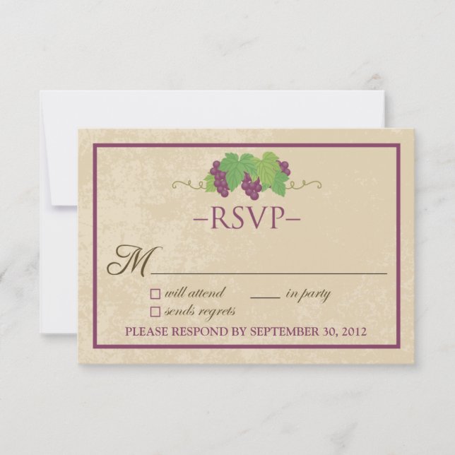 Tarjeta de RSVP de viñedo (diseño de pergamino) (Anverso)