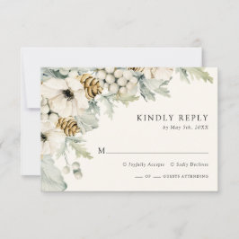 Tarjeta de RSVP de Winter Dusty Blue