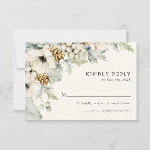 Tarjeta de RSVP de Winter Dusty Blue