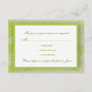 Tarjeta de RSVP del damasco de la verde salvia