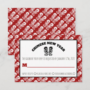 Tarjeta de RSVP del Dragón Oriental del Año Nuevo 