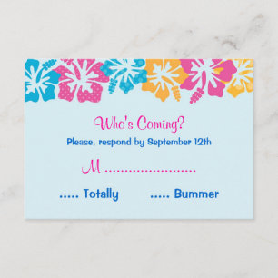 Tarjeta de RSVP del dulce dieciséis del hibisco de
