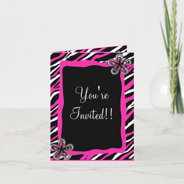 Tarjeta de RSVP del estampado de zebra (Anverso)