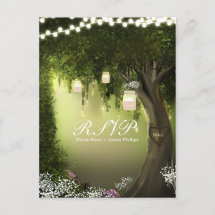 Tarjeta de RSVP del jardín del bosque encantado rú
