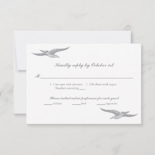 Tarjeta de RSVP del pájaro de mar para el boda