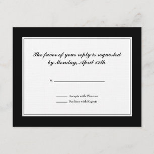 Tarjeta de RSVP del smoking en blanco y negro en
