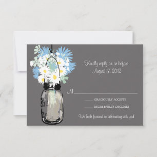 Tarjeta de RSVP del tarro y de los Wildflowers de