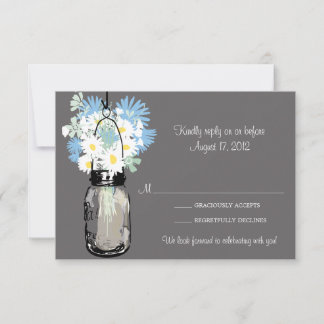 Tarjeta de RSVP del tarro y de los Wildflowers de