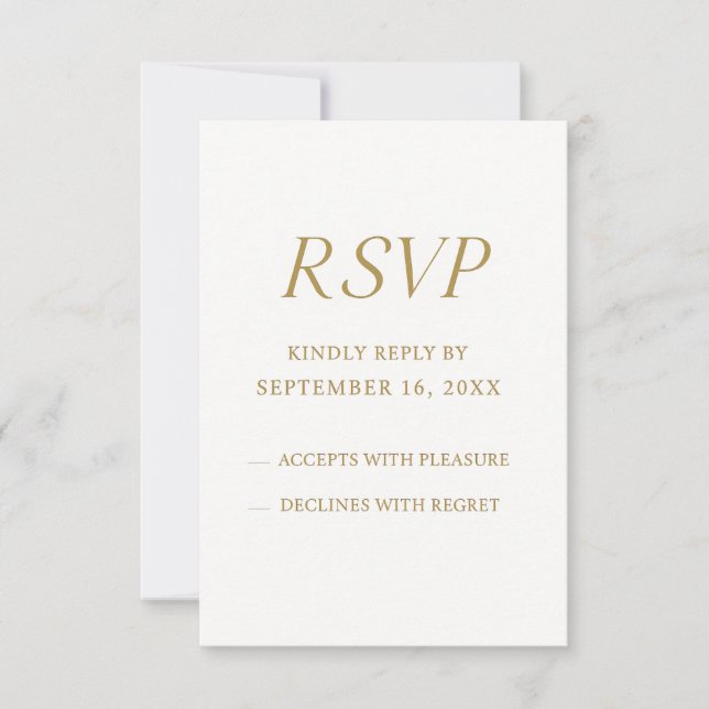 Tarjeta de RSVP digital dorada elegante | Boda min (Anverso)