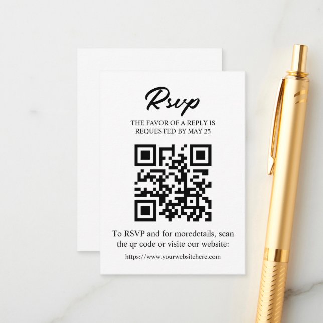 Tarjeta de RSVP editable con código QR, inserto de (Anverso/Reverso In Situ)