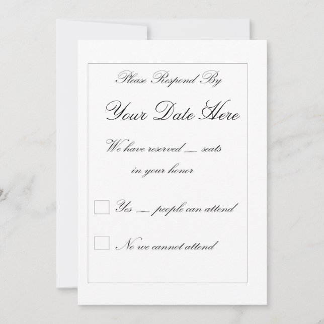 Tarjeta de RSVP elegante (Anverso)
