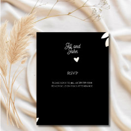 Tarjeta de RSVP Elegante Boda Floral Negra