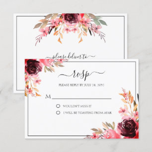 Tarjeta de RSVP elegante burgundy mauve