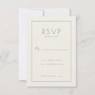 Tarjeta de RSVP elegante de color blanco
