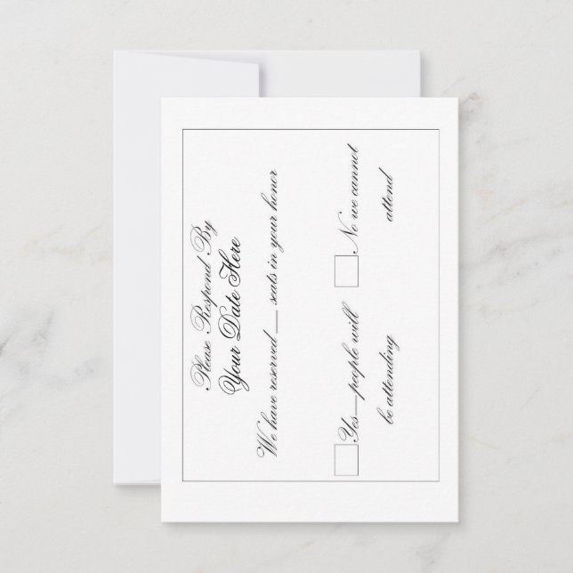 Tarjeta de RSVP elegante larga (Anverso)