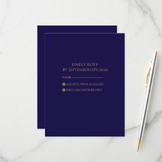 Tarjeta de RSVP Elegante Navy