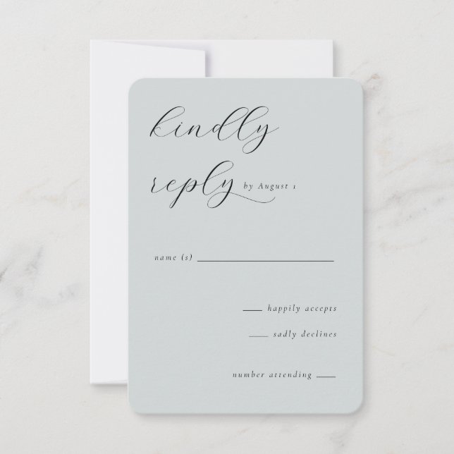Tarjeta de RSVP Elegante Verde Acuático (Anverso)