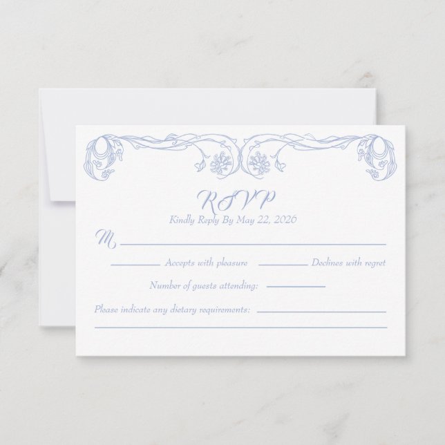 Tarjeta de RSVP Elegante Vintage - Filigrana de Ro (Anverso)